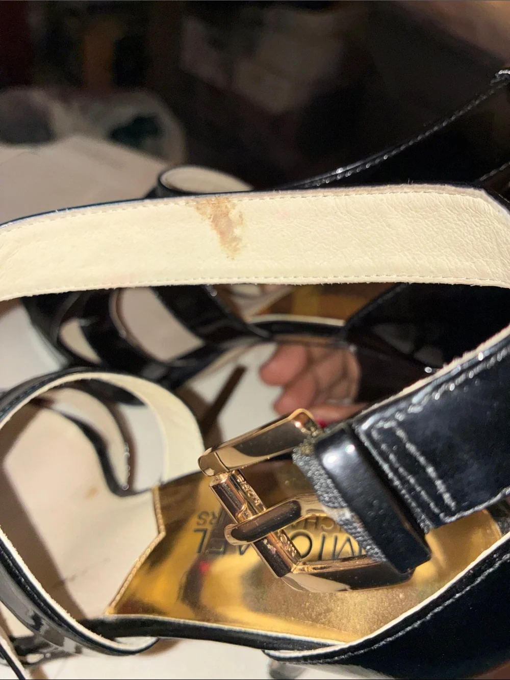 Michael Kors Black Patent Crisscross Heel Sandals